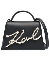 KARL LAGERFELD - Small K/Signature Leather Cross Body Bag - Lyst