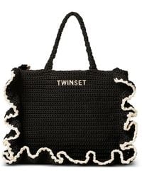 Twinset - Ruffled-Trim Crochet Tote Bag - Lyst