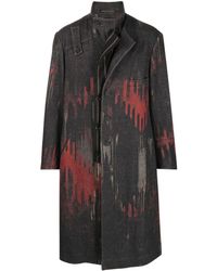 Yohji Yamamoto - Abstract-pattern Asymmetric Wool Blend Coat - Lyst