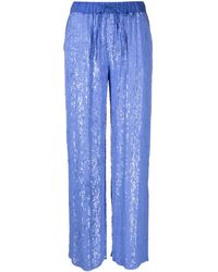 P.A.R.O.S.H. - Wide-Leg Trousers With Shimmering Sequin Detailing - Lyst