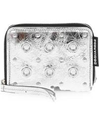 DSquared² - Craquelé-Effect Eyelet-Embellished Wallet - Lyst
