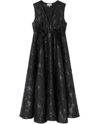 Ganni - Vestido midi con motivo floral y lazo - Lyst