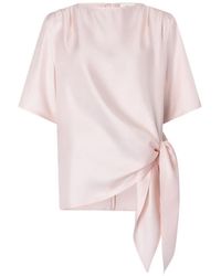 Loulou de Saison - Mano Asymmetrische Geknoopte Zijden Top - Lyst