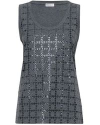 Brunello Cucinelli - Cotton Jersey Top With Dazzling Windowpane Embroidery - Lyst