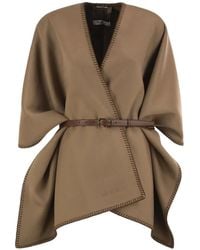 Max Mara - Cape Ceinturée À Détails De Coutures - Lyst