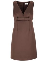 P.A.R.O.S.H. - Bow-Detail V-Neck Dress - Lyst