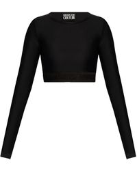 Versace Jeans Couture - Logo-Hem Cropped Top - Lyst