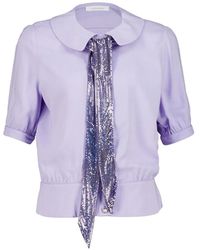Rabanne - Mesh-Tie Buttoned Blouse - Lyst