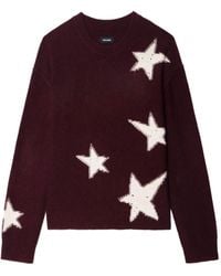 Zadig & Voltaire - Kasjmier Trui Met Sterpatroon - Lyst