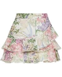 Charo Ruiz - Fera Mini-Rok Met Ruches En Bloemen-Print - Lyst