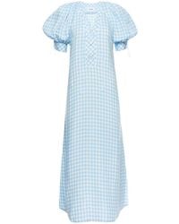 Sleeper - Garden Gingham Puff-sleeve Dress - Lyst