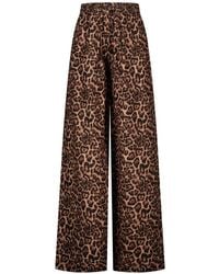 Paramidonna - Leopard Print Linen Trousers - Lyst