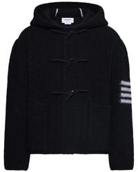 Thom Browne - Intarsia 4-Bar Boiled Merino Wool Duffle Coat - Lyst