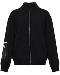 Balenciaga - Logo-Patch Ribbed-Knit Cardigan - Lyst