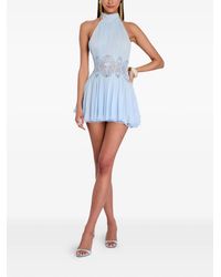 coti bodycon dress in black rose flock with lace Motel Black Rose Flock Coti Dress main image 1