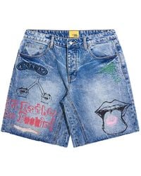 DIET STARTS MONDAY - Doodle-Print Denim Shorts - Lyst
