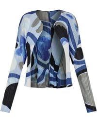Pleats Please Issey Miyake - Abstract-Print Pleated Cardigan - Lyst