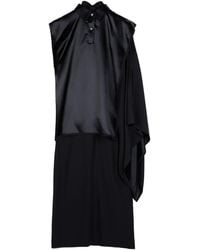 Ports 1961 - Satin-Paneled Draped Midi Dress - Lyst