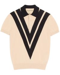 Valentino Garavani - Cotton Polo Shirt With Inlaid V - Lyst