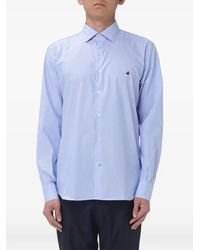 Brooksfield - Vertical-Stripe Logo-Embroidered Shirt - Lyst