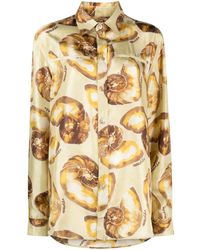 Nanushka - Seashell-Print Silk Shirt - Lyst