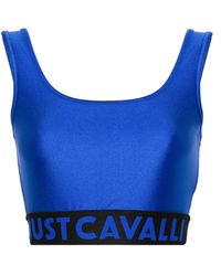 Just Cavalli - Cropped-Oberteil mit Logo-Bund - Lyst