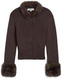 Apparis - Rosa Faux-Fur Trim Ribbed Cardigan - Lyst