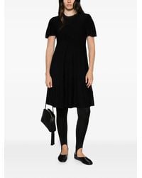 Emporio Armani - Ribbed-Knit Short-Sleeve Midi Dress - Lyst