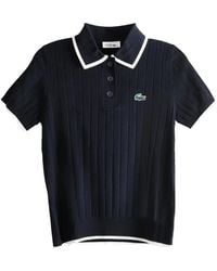Lacoste - Ribbed-Knit Short-Sleeve Polo Shirt - Lyst