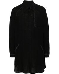 Yohji Yamamoto - Zigzag-embroidery Linen Shirt - Lyst