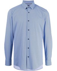 BOSS - Geometric-pattern Button-up Slim Shirt - Lyst