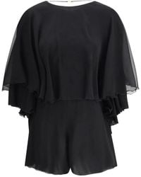 Saint Laurent - Mono Corto De Seda Con Manga Larga - Lyst
