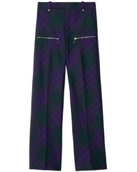Burberry - Check-pattern Wool Trousers - Lyst