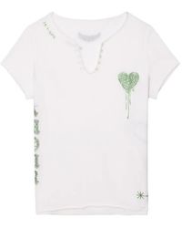 Zadig & Voltaire - T-Shirt Henley Con Applicazione A Cuore - Lyst