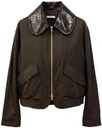 ODEEH - Crocodile-Effect Collar Flap-Pocket Jacket - Lyst
