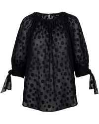 Smythe - Polka-Dot Tie-Sleeve Blouse - Lyst