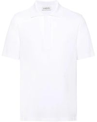 Lanvin - Logo-embroidered Piquè Polo Shirt - Lyst
