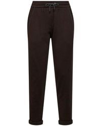 Brunello Cucinelli - Cotton And Silk Interlock Trousers With Shiny Pocket Detail - Lyst