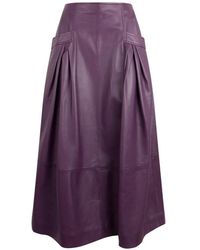 Alberta Ferretti - Pleated Leather Skirt - Lyst