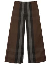 Burberry - Check-Pattern Wide-Leg Trousers - Lyst