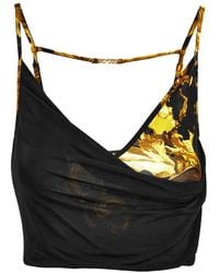 Versace Jeans Couture - Printed Draped Tank Top - Lyst