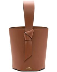 La Portegna - Julieta Knotted Leather Bucket Bag - Lyst
