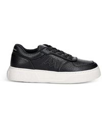 ARMANI EXCHANGE - Logo-Patch Pebbled Sneakers - Lyst