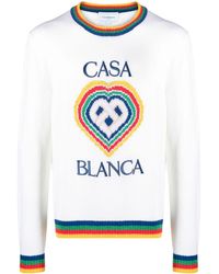 Casablancabrand - Logo-embroidered virgin wool-blend jumper - Lyst