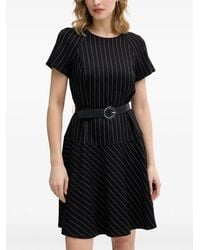 DKNY - Striped Belted Mini Dress - Lyst