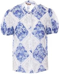 Twinset - Rombi Floral-Print Puff-Sleeve Blouse - Lyst