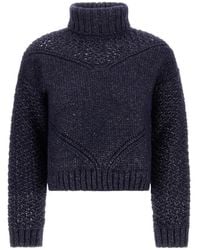 Herno - Openwork-Knit Turtleneck Sweater - Lyst