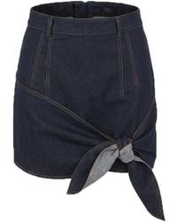 Monse - Denim Mini-Rok Met Vlinderstrik - Lyst