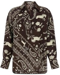 Alberto Biani - Printed V-Neck Blouse - Lyst