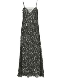 Prada - Floral-embroidered Lace Midi Dress - Lyst
